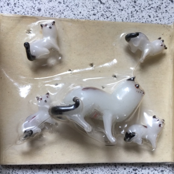 Glass miniature cat family, cat and duck - Picture 2 of 8